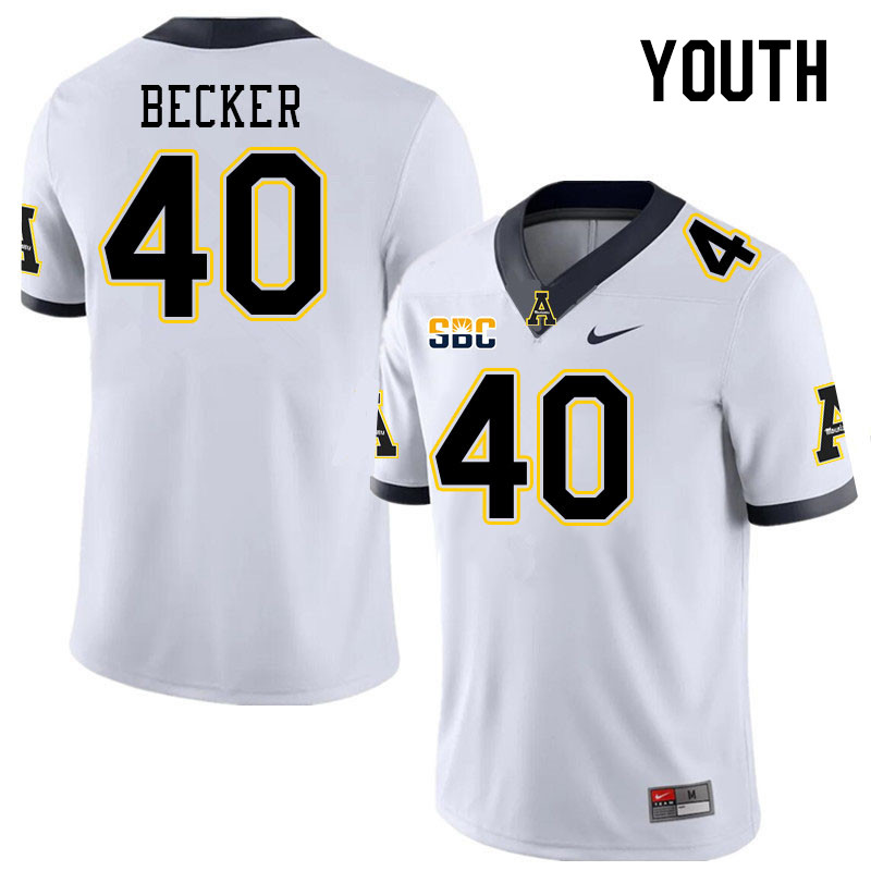 Youth #40 Cole Becker Appalachian State Mountaineers College Football Jerseys Stitched Sale-White